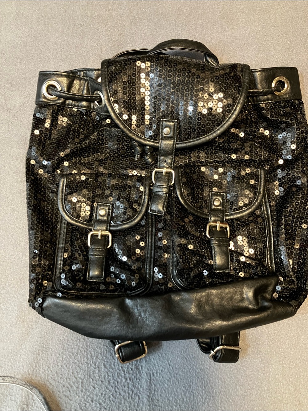 Victoria Secret Black Sequin Backpack Tote - Women